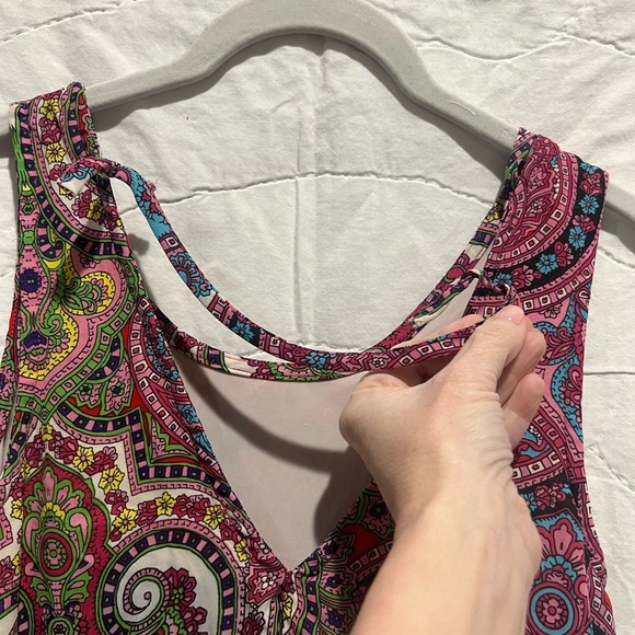 Truly Me Paisley Multicolor Tie Back Lined Romper, Girls Sz 12 - Picture 7 of 10